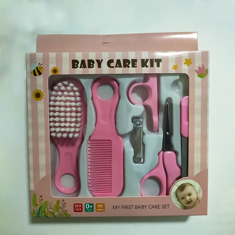 Kit de soins bébé 5 pièces – Brosse, peigne, ciseaux et coupe-ongles pour nouveau-né