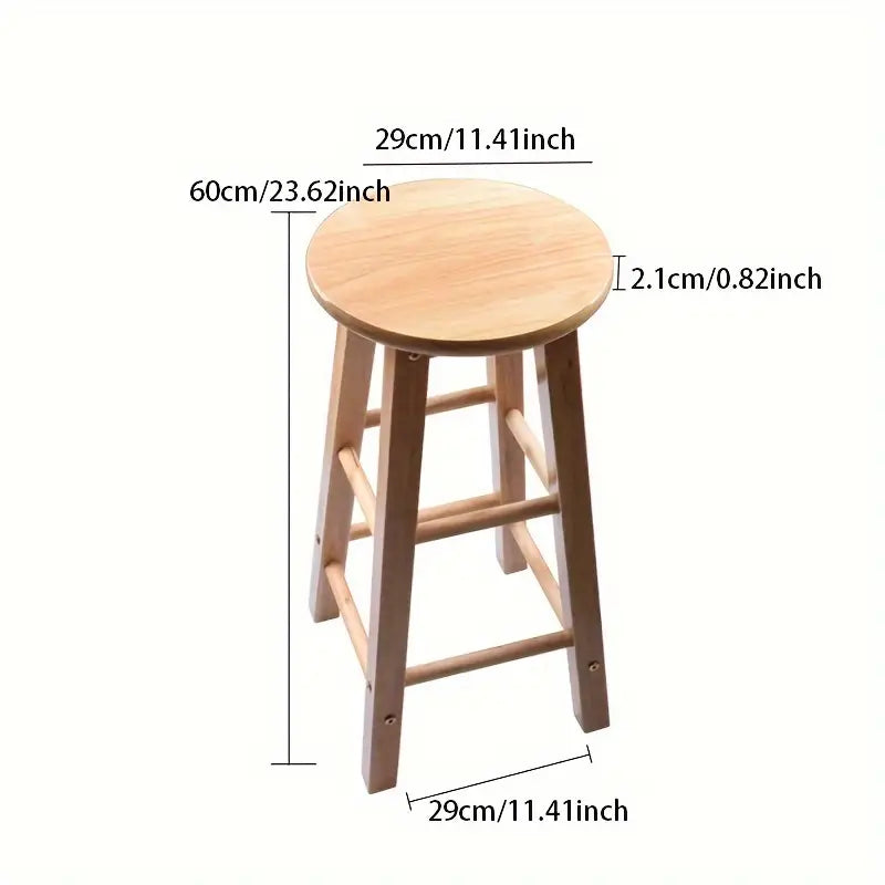 Tabouret Haut en Bois Massif – Chaise de Bar Ronde Disponible en 3 Hauteurs
