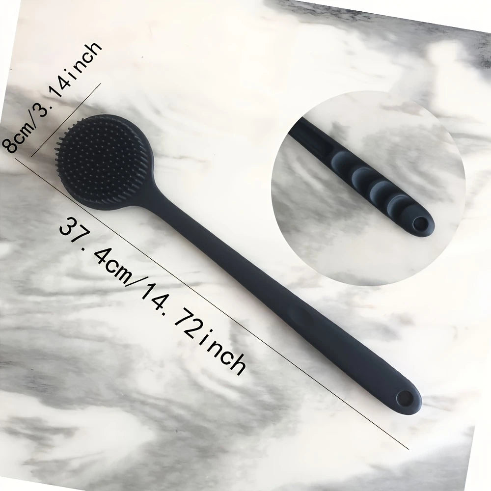 Brosse de Douche Longue Manche en Silicone – Brosse Exfoliante Corps & Dos 37 cm