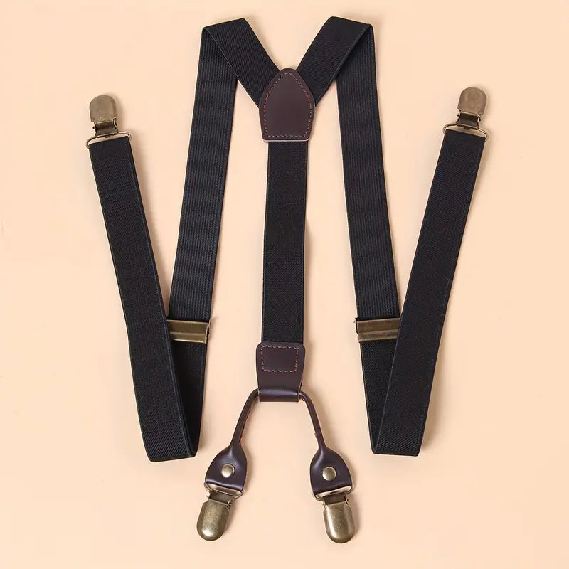 Bretelles homme réglables – Style classique avec clips métalliques et finitions cuir