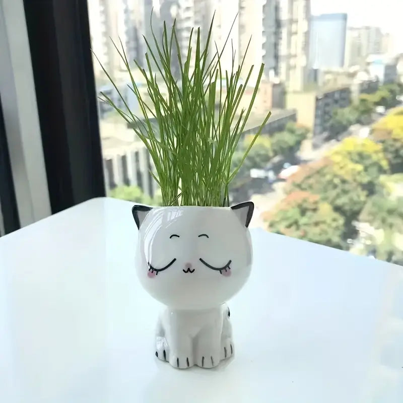 Mini pot de fleurs en forme de chat – Jardinière décorative mignonne pour plantes et succulentes