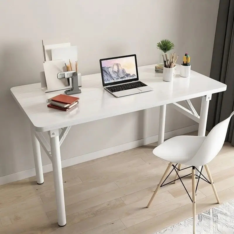 Bureau Blanc Pliable Moderne – Table de Travail Minimaliste pour Bureau à Domicile ou Étudiant