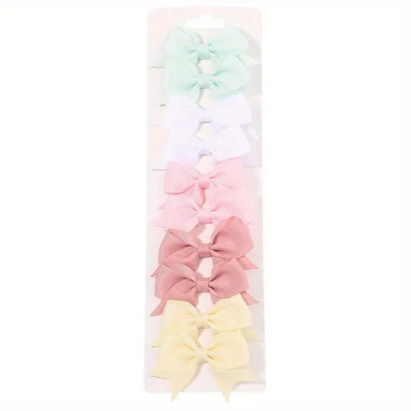 Lot de 6 Barrettes Nœuds Colorés pour Cheveux Enfant – Accessoires Pastel Élégants