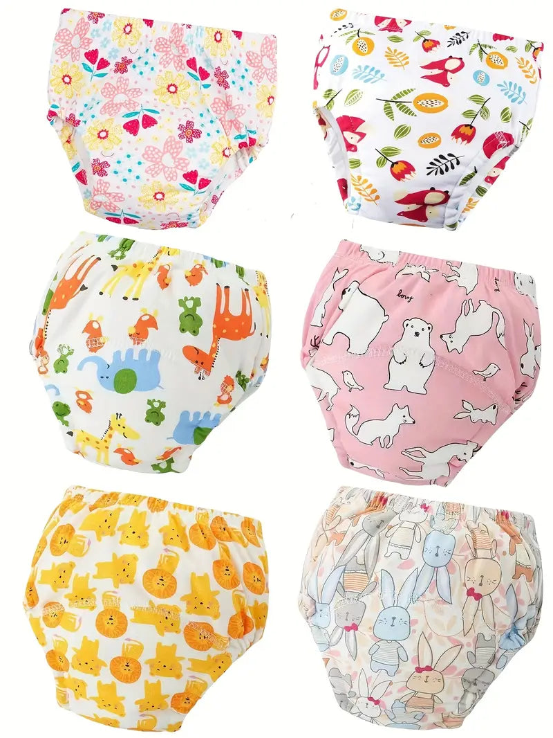Lot de 6 Couches Lavables Bébé Réutilisables – Culottes d’Apprentissage Étanches avec Motifs Colorés