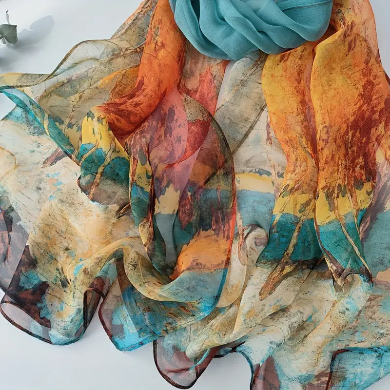 Écharpe femme en mousseline légère – Châle coloré jaune et vert pour printemps et été