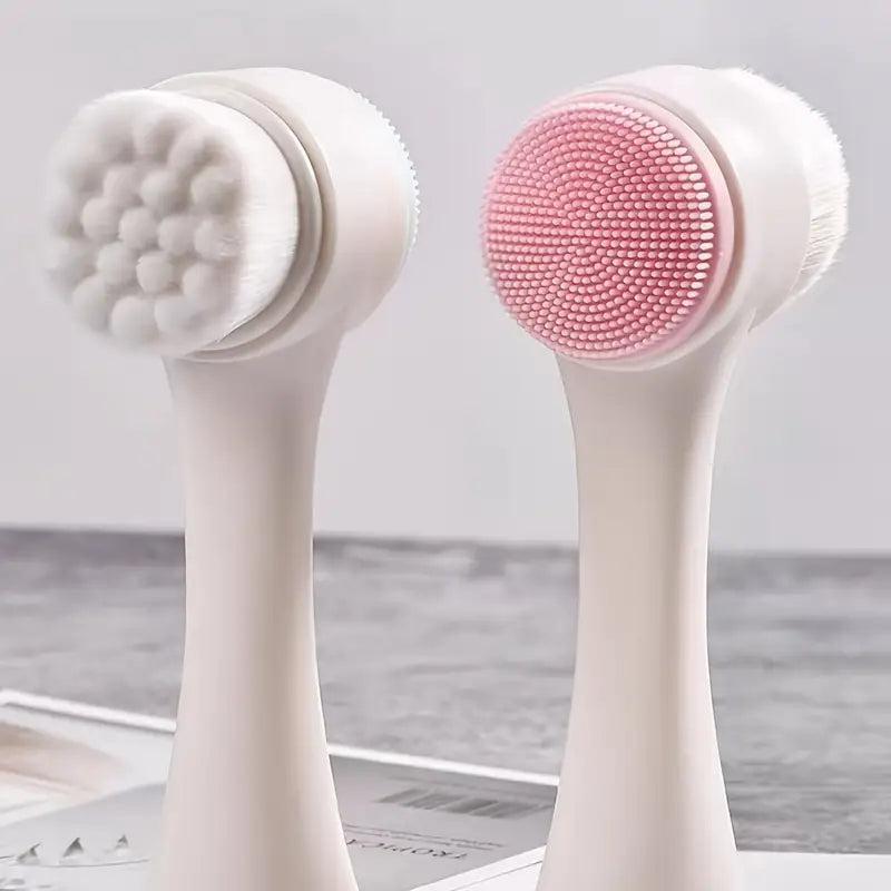 Brosse Nettoyante Visage 2 en 1 – Poils Doux & Picots Silicone pour Nettoyage en Profondeur et Massage