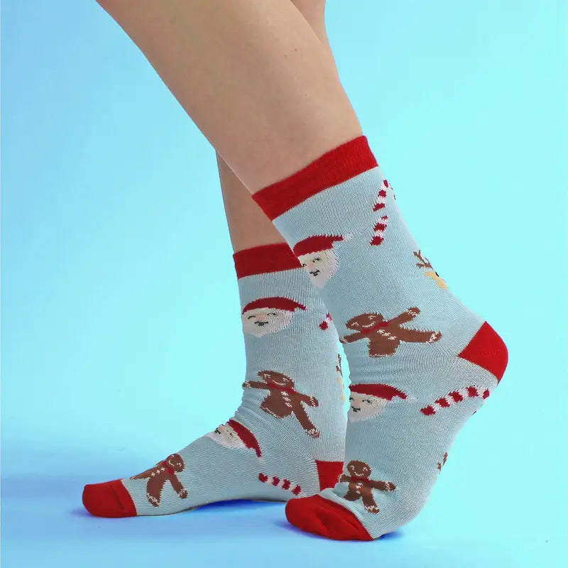 Chaussettes de Noël Enfant Rouges – Motif Pingouin et Flocon Hiver