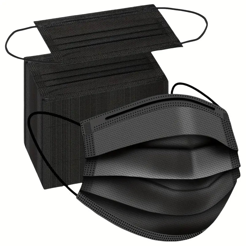 Masque Chirurgical Jetable Noir 3 Plis – Protection Respiratoire Confortable