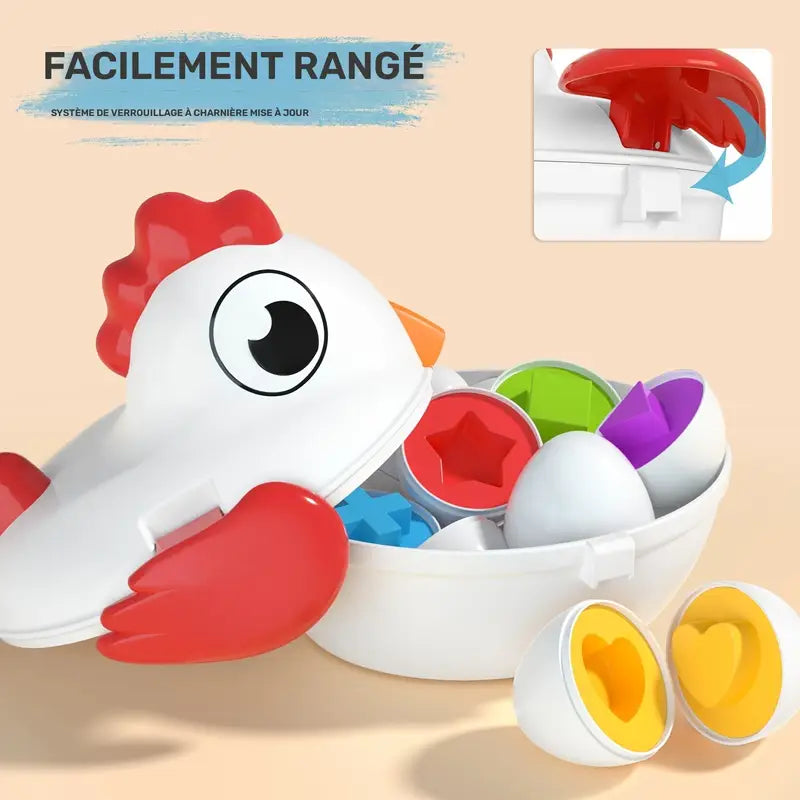 Jouet Éducatif Poule et Œufs – Jeu de Tri des Formes et des Couleurs pour Bébé et Tout-Petits