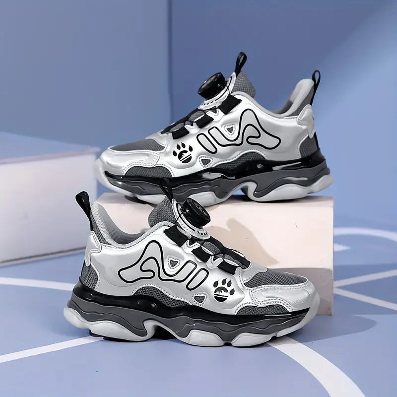 Chaussures de sport fille – Baskets multicolores blanc, vert et rouge avec semelle épaisse tendance