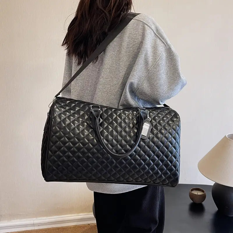 Sac de Voyage Cabine Noir Matelassé – Sac Week-End Élégant Grande Capacité avec Bandoulière Amovible