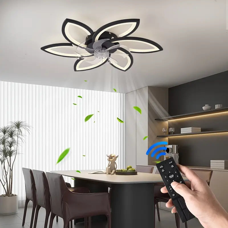 Ventilateur de Plafond LED Design Fleur avec Télécommande – Lumière Réglable et Fonction Silencieuse
