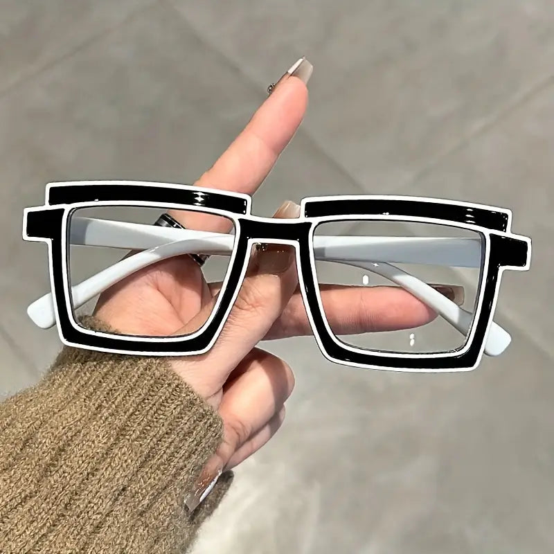 Lunettes homme rectangulaires oversize – Monture transparente et noire design tendance