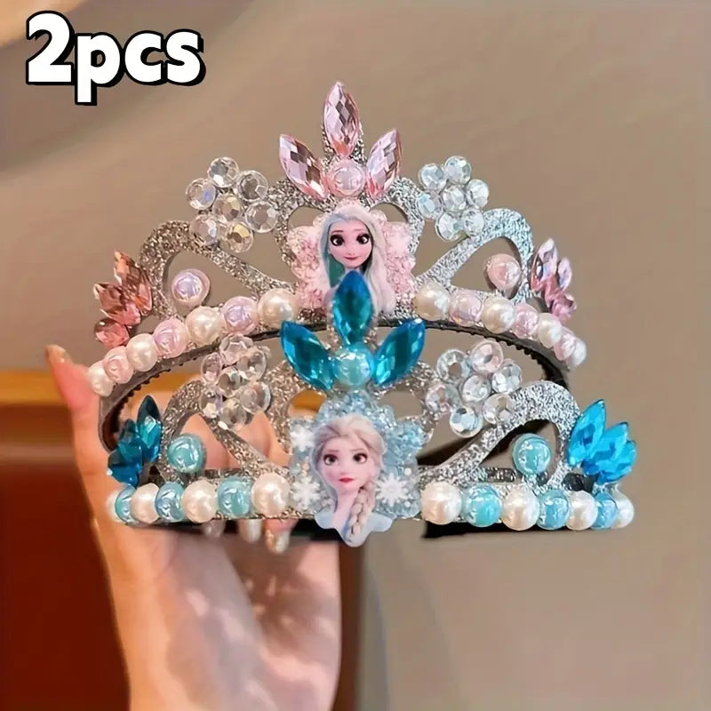 Couronne Reine des Neiges fille – Diadème princesse bleu pour déguisement et fête