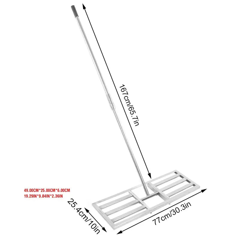 Râteau de Nivelage pour Gazon et Jardin Outil Professionnel en Acier Inoxydable avec Manche Long