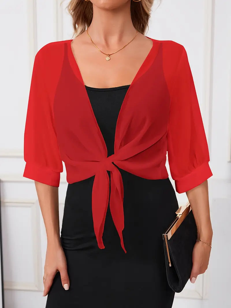 Boléro femme en mousseline violet – Châle léger élégant pour soirée et cérémonie