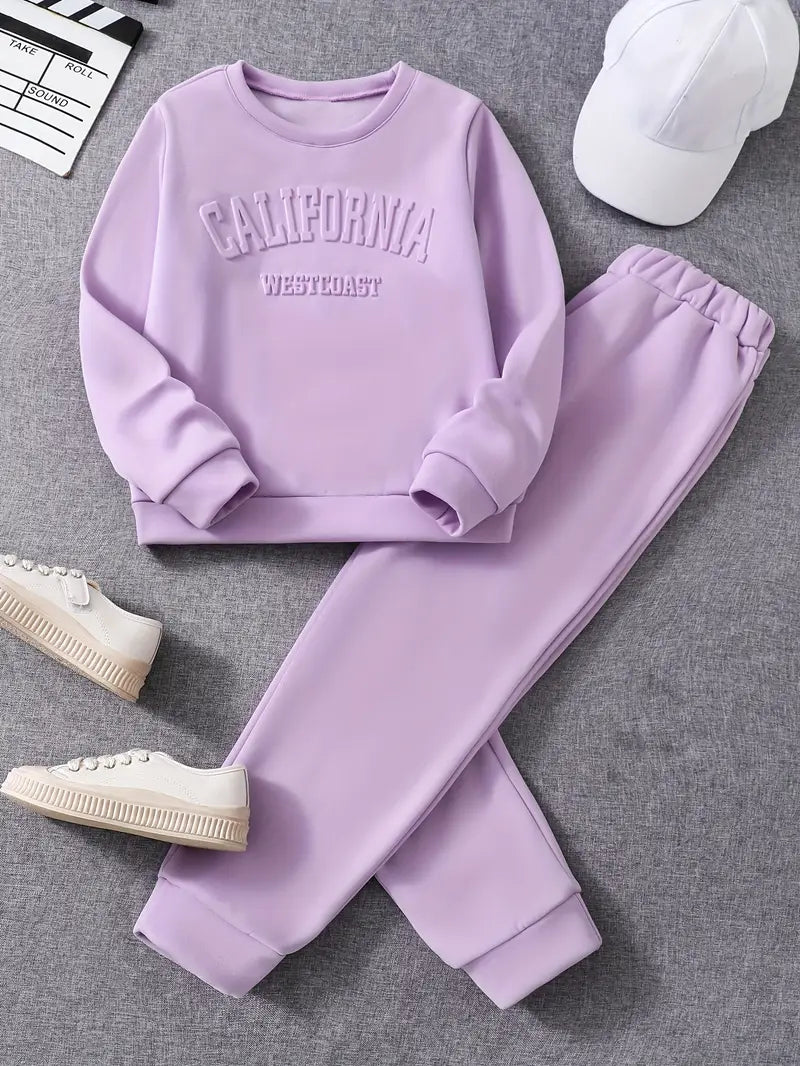 Ensemble fille 2 pièces beige – Survêtement confortable avec sweat et pantalon