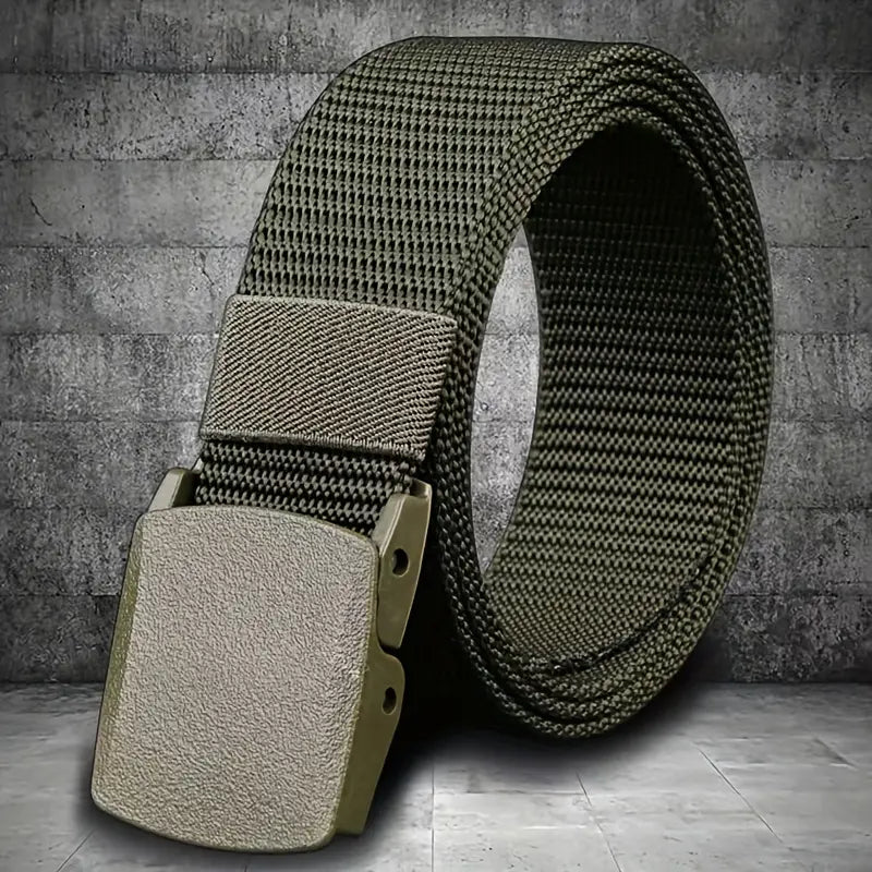 Ceinture femme en toile tressée marron – Style décontracté avec boucle automatique solide
