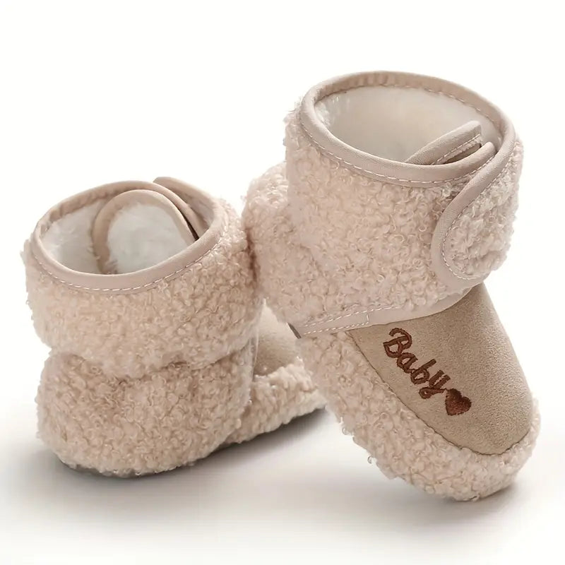 Chaussons bébé fille hiver en laine chaude – Bottines souples antidérapantes