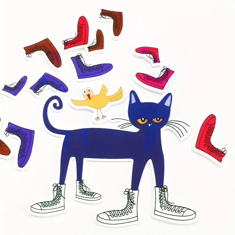 Marionnettes Magnétiques Chat et Accessoires – Jeu Éducatif en Feutrine pour Théâtre et Histoires d’Enfants