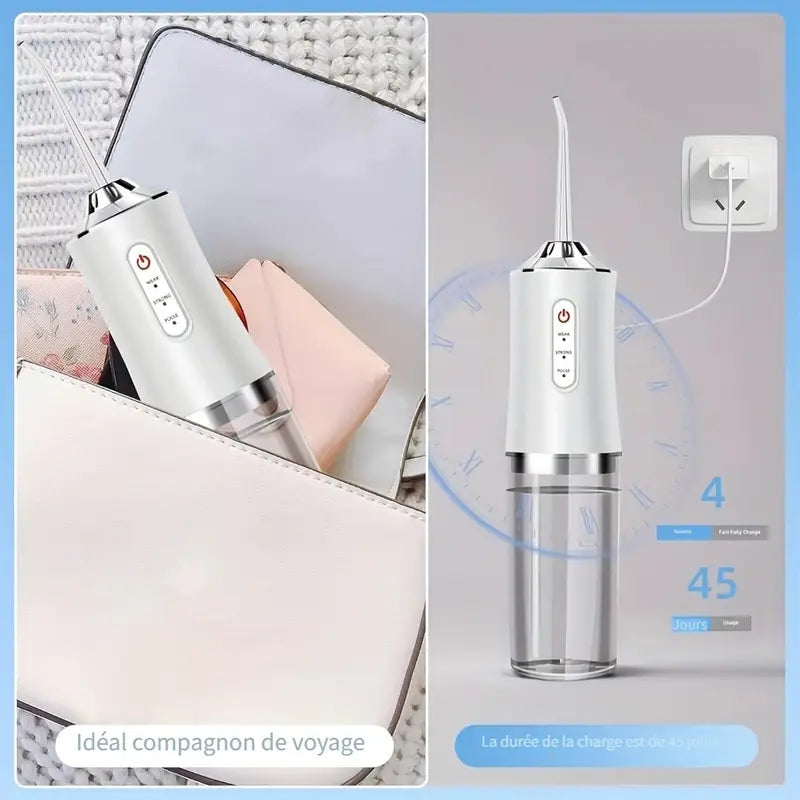 Hydropulseur Dentaire Portable USB – Jet dentaire rechargeable 4 modes, idéal en voyage – Autonomie 45 jours