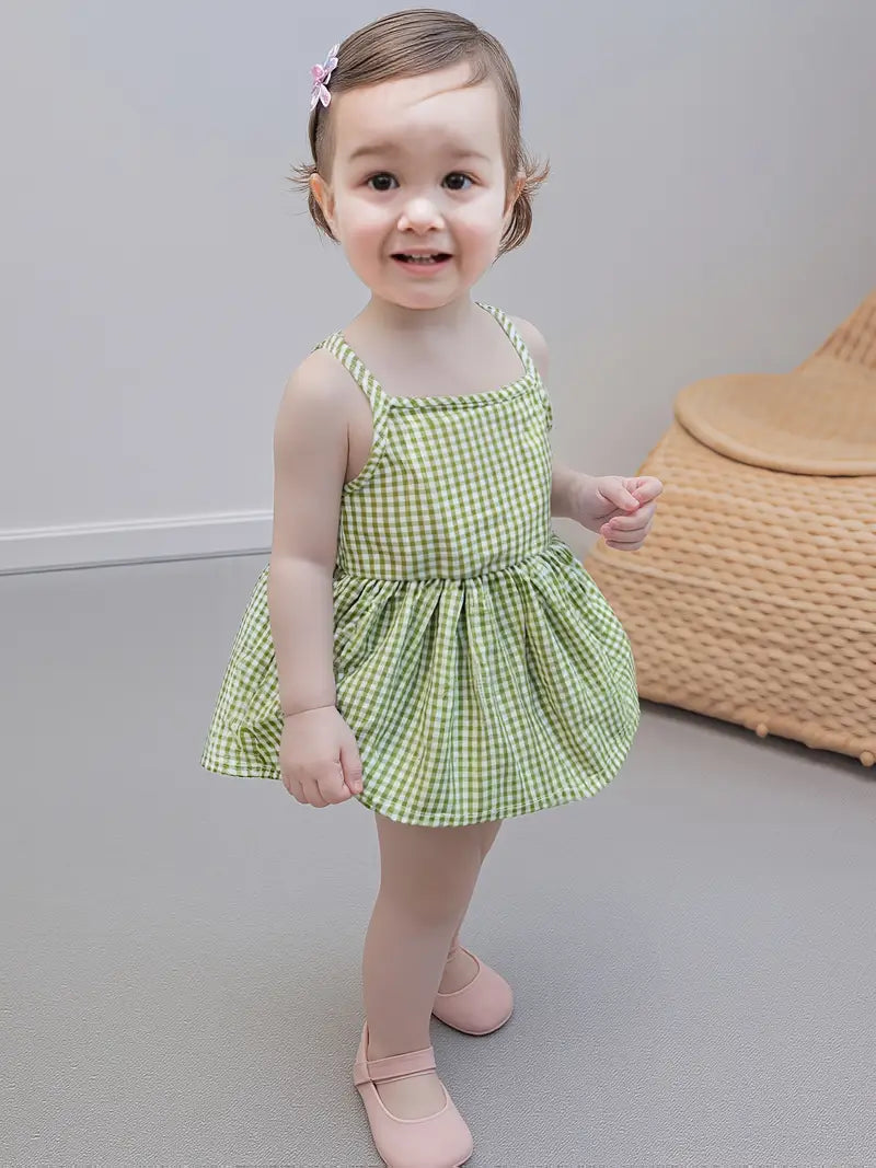 Robe Bébé Fille à Carreaux Vichy Noir et Blanc – Tenue Été Chic et Confortable