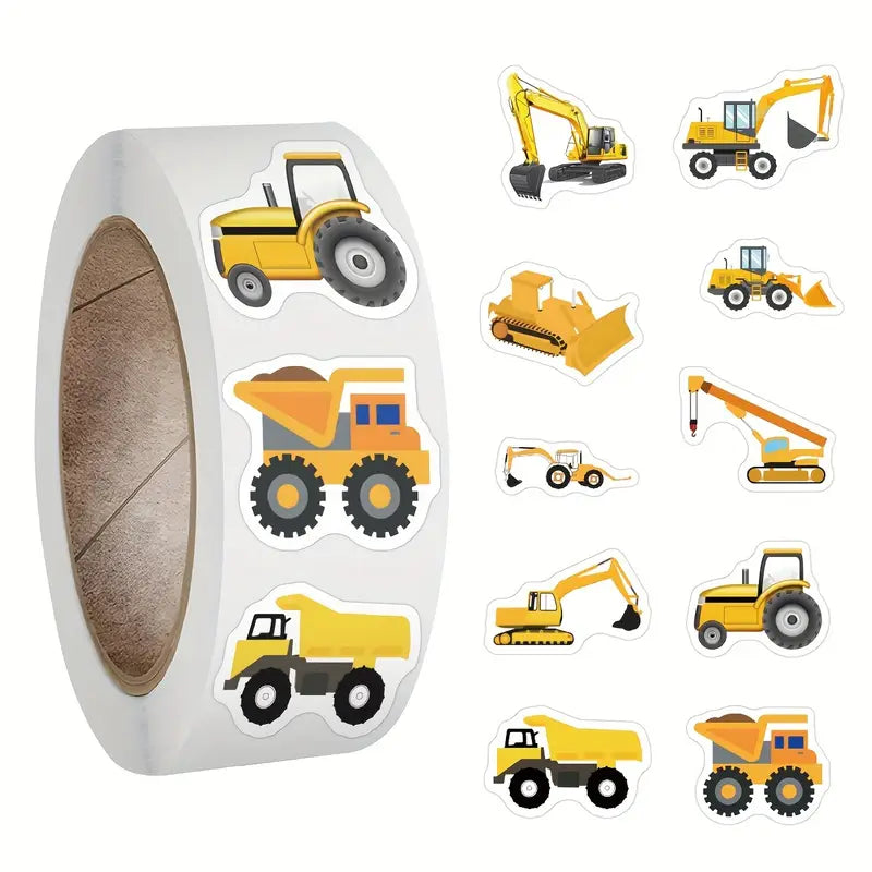 Stickers Engins de Chantier – Rouleau d’Autocollants pour Scrapbooking, Estampage et Décoration Créative