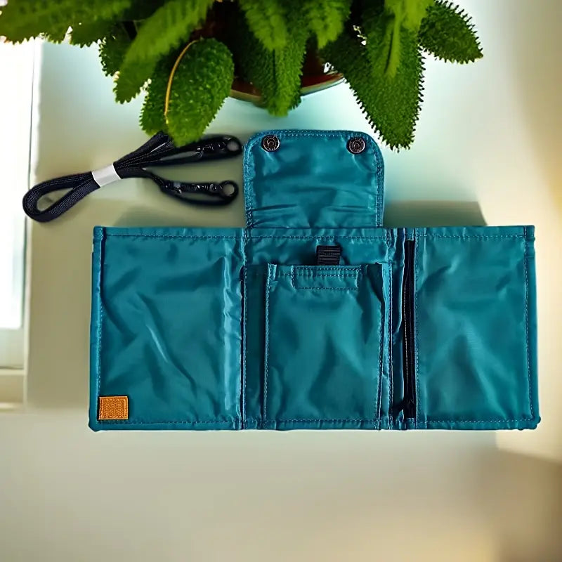 Pochette de voyage imperméable bleu turquoise Protège-passeport avec cordon amovible et fermeture à pression
