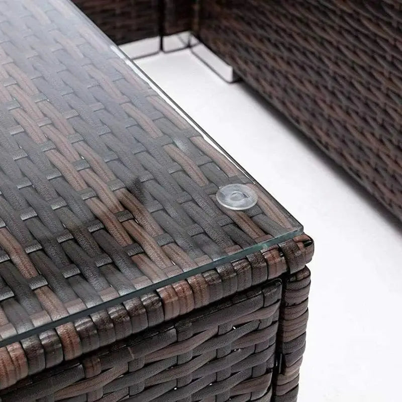 Salon de Jardin en Résine Tressée Gris – Canapé d’Angle 4 Places avec Table Basse et Coussins Déhoussables