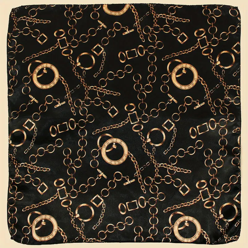 Foulard carré en soie motif équestre rouge et doré – Écharpe élégante pour femme