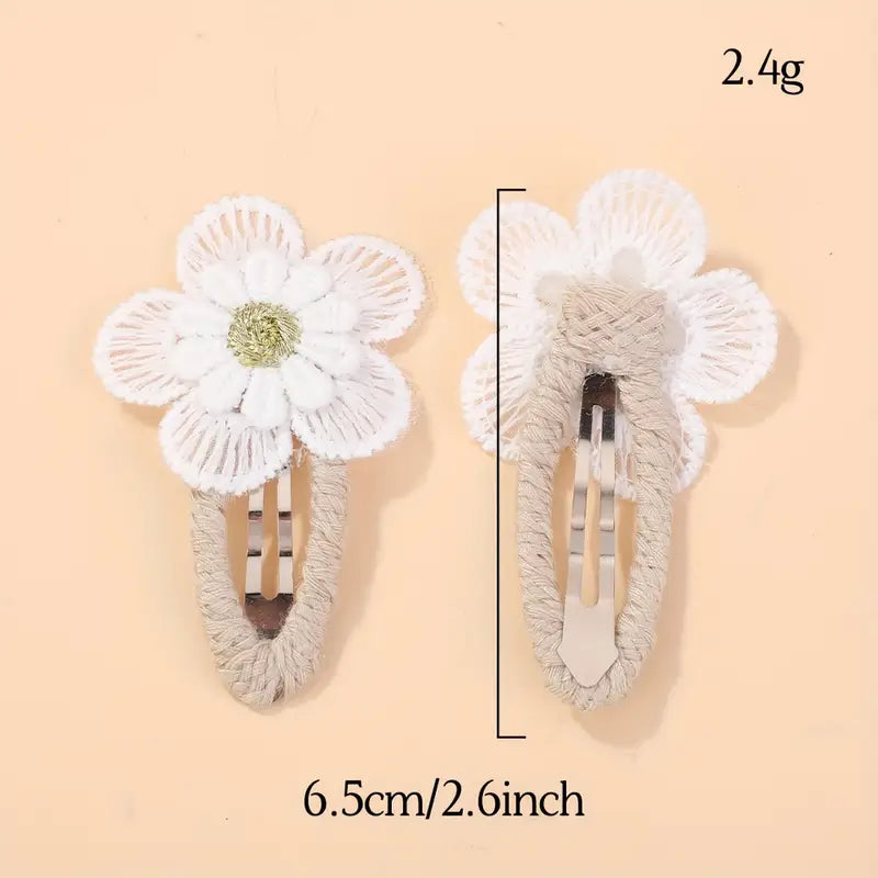 Lot de Barrettes Cheveux Enfant avec Fleurs Blanches – Accessoires Élégants et Colorés