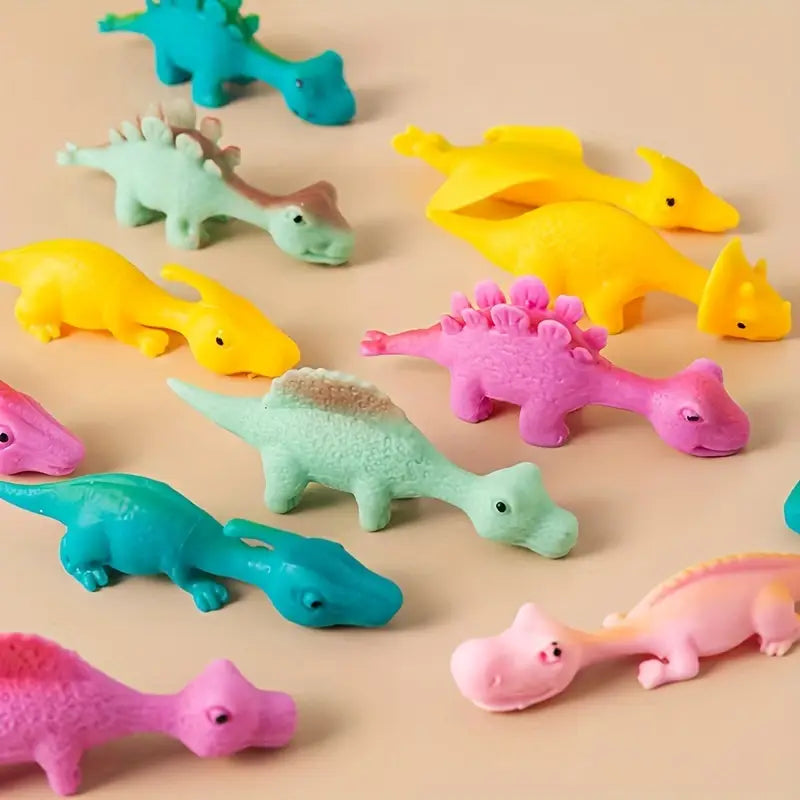 Dinosaures élastiques colorés – Jouets fantaisie extensibles pour farces et jeux amusants