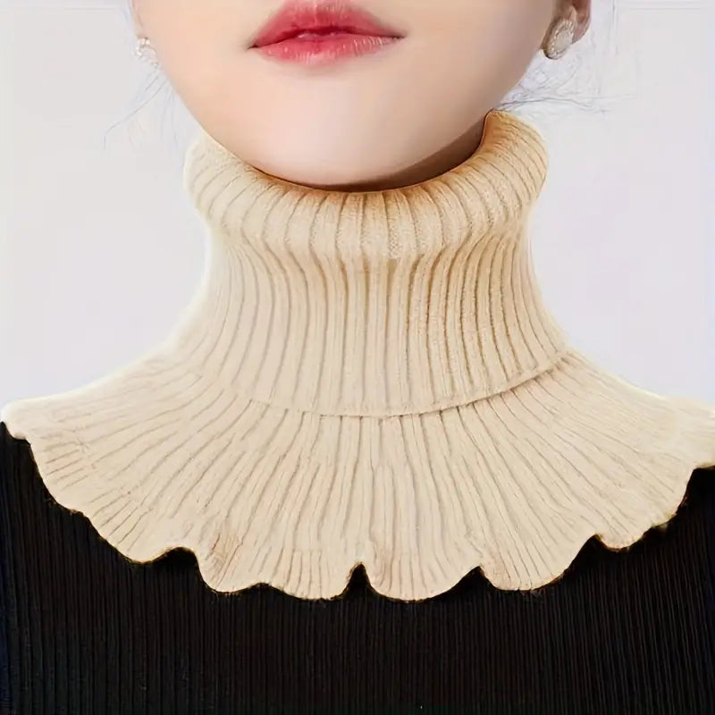 Faux col femme col roulé tricot gris – Col amovible chaud et élégant pour pulls et manteaux