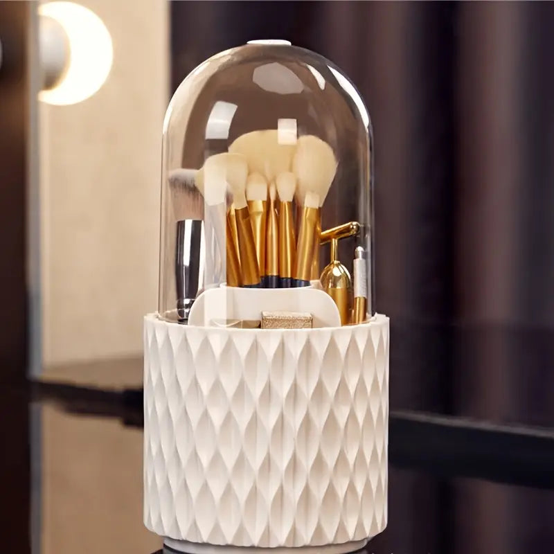 Organisateur de Maquillage avec Couvercle Transparent – Boîte de Rangement Pinceaux et Cosmétiques Élégante et Anti-Poussière