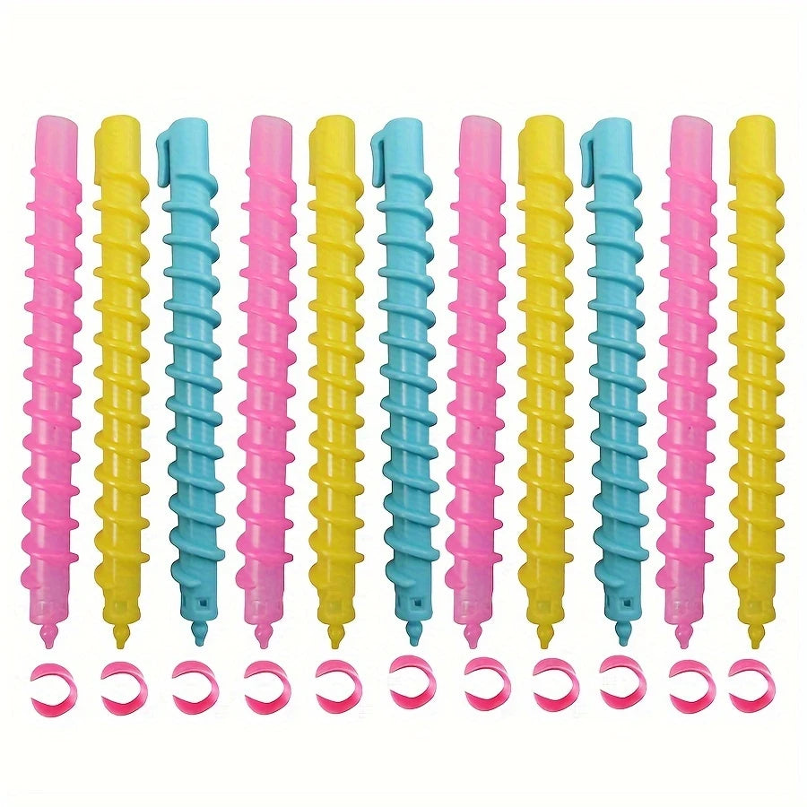 Bigoudis Spirales Magiques Sans Chaleur – Lot de 20 Curlers Colorés pour Boucles Définies Facilement