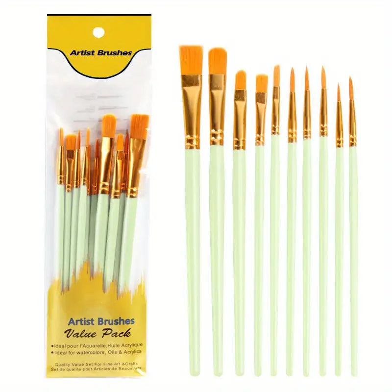 Lot de 12 Pinceaux de Peinture – Brosse Artiste pour Aquarelle, Acrylique, Huile et Loisirs Créatifs