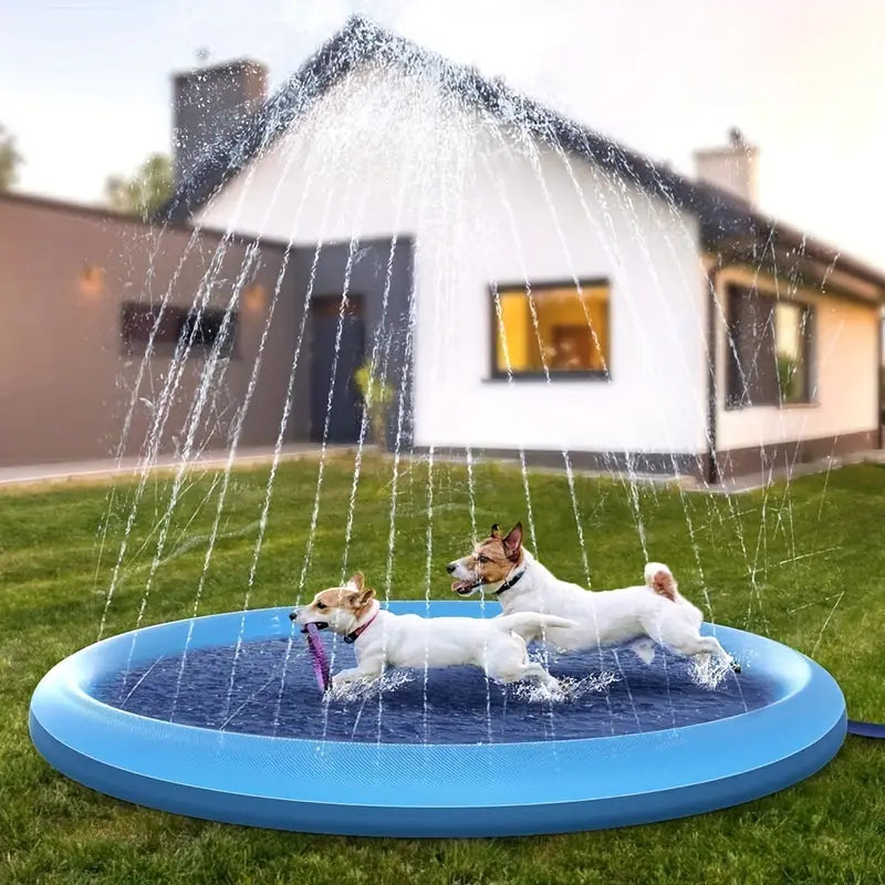 Tapis de Jeu d’Eau pour Enfants Fontaine Splash Gonflable Extérieure, Idéal Jardin & Été