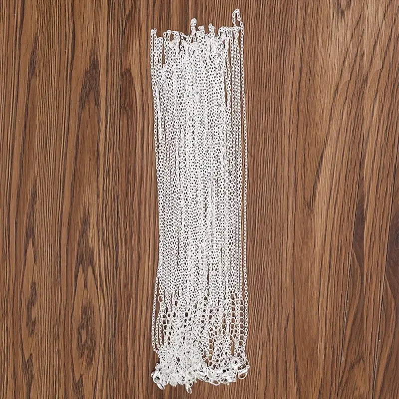 Lot de 50 Chaînes Argentées avec Fermoir – Chaînes Collier DIY pour Fabrication de Bijoux & Perles