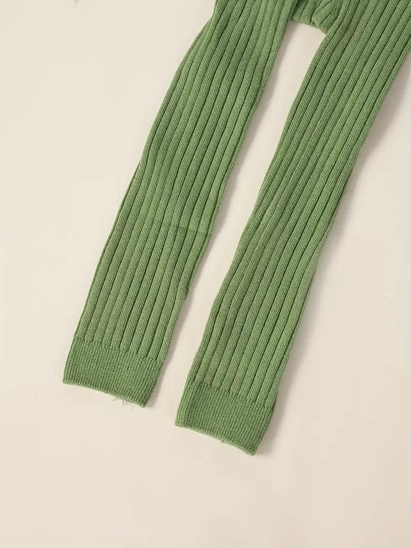 Pantalon Legging Fille Tricoté – Collant Côtelé Extensible et Confortable