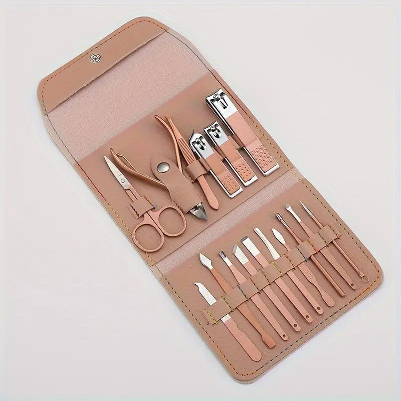 Trousse Manucure et Pédicure 16 Pièces – Kit Professionnel Coupe-Ongles et Soins des Mains et Pieds avec Étui Compact