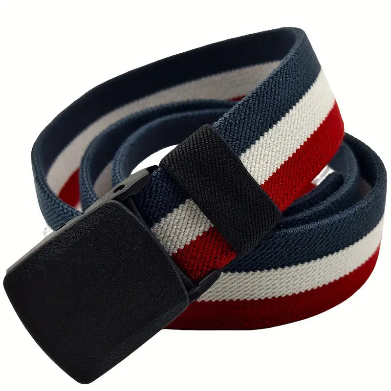 Ceinture homme tricolore en toile avec boucle automatique – Style décontracté et tendance