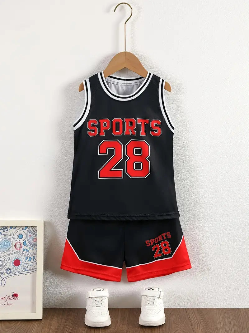 Ensemble Basketball Enfant – Maillot et Short de Sport Respirant Rouge