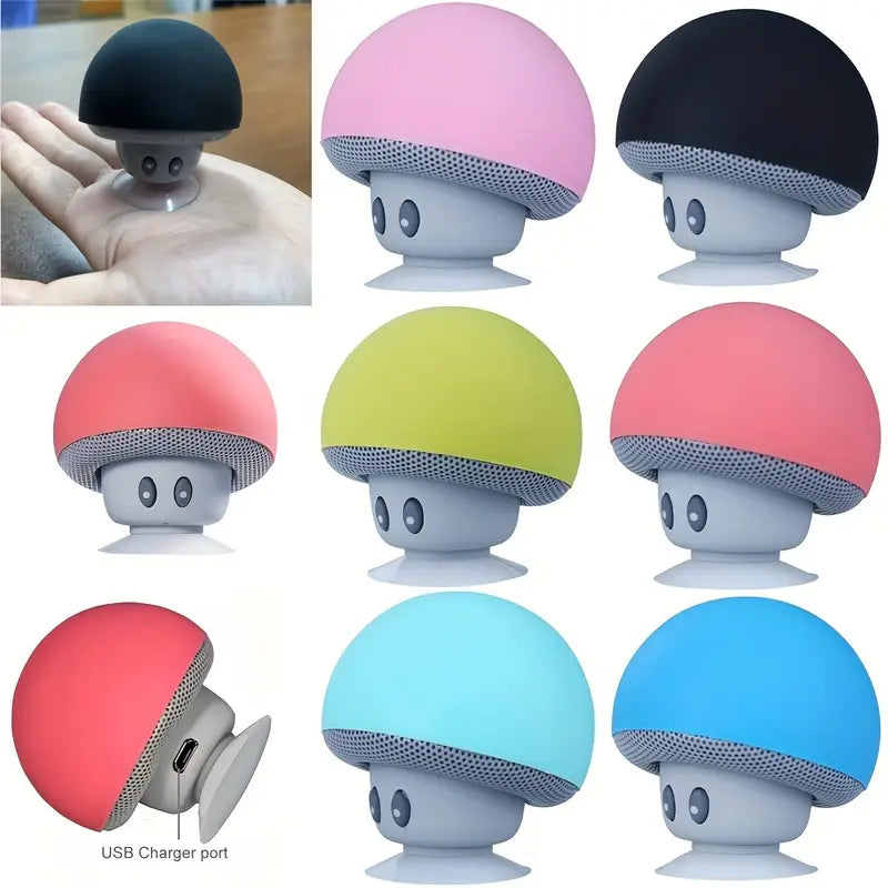 Mini Enceinte Bluetooth USB Champignon – Haut-Parleur Portable avec Ventouse et Micro Intégré