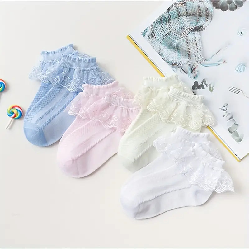 Chaussettes Enfant Dentelle Fille – Lot Coloré Confortable et Élégant pour Cérémonie ou Quotidien