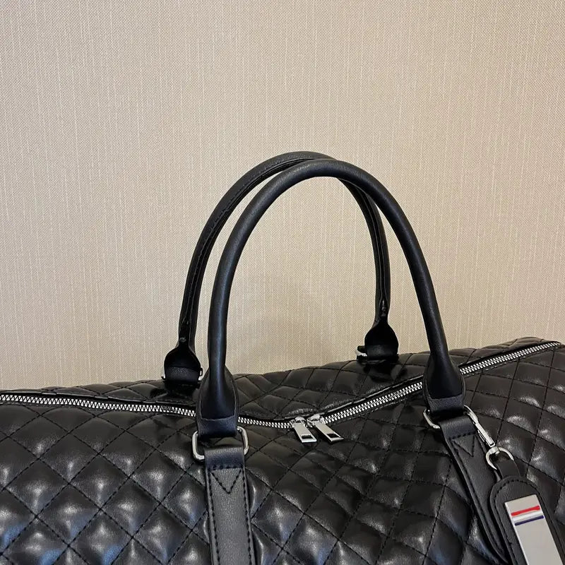 Sac de Voyage Cabine Noir Matelassé – Sac Week-End Élégant Grande Capacité avec Bandoulière Amovible
