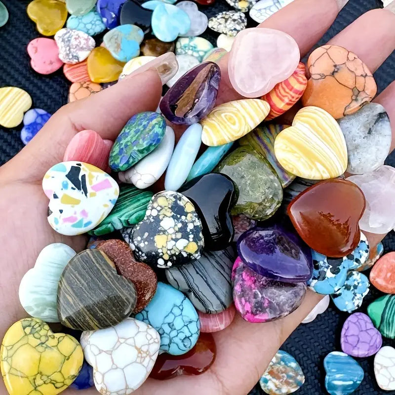 Pierres précieuses en forme de cœur – Gemmes naturelles multicolores en vrac pour bijoux et lithothérapie