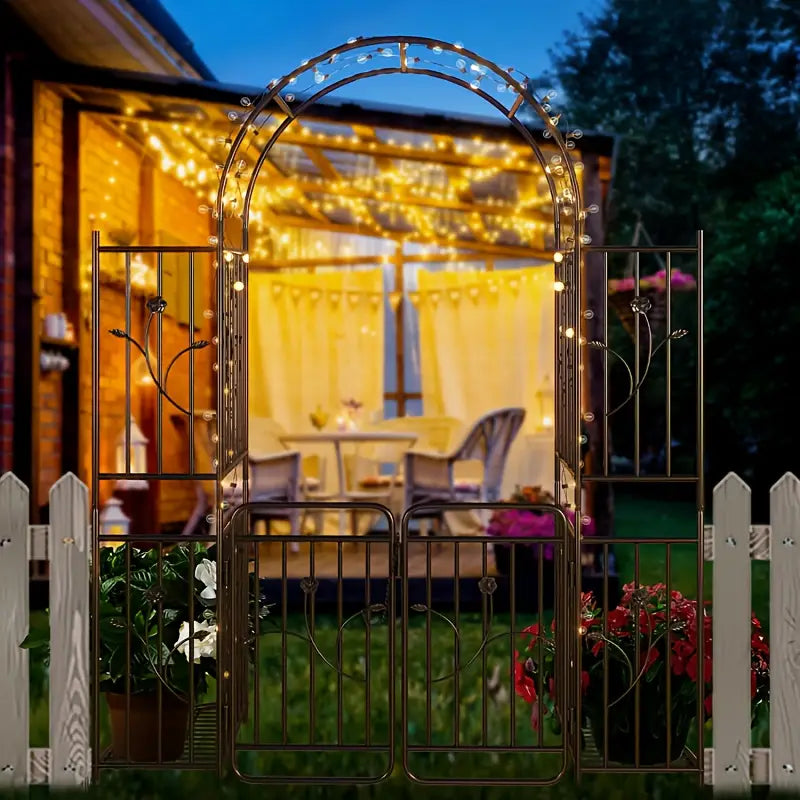 Portail de jardin avec arche métallique Structure élégante pour plantes grimpantes et décoration extérieure
