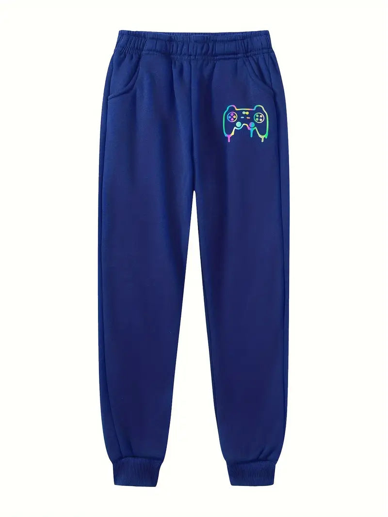 Pantalon Jogging Garçon avec Motif Manette de Jeu – Pantalons Enfant Confortables pour Fans de Gaming