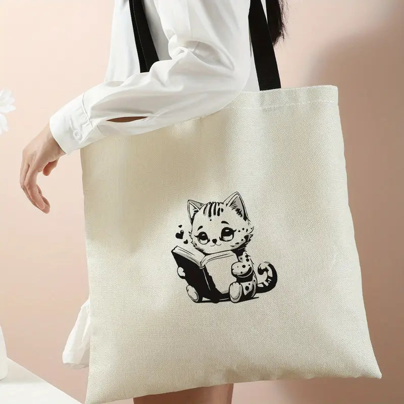 Sac cabas femme motif chat noir – Tote bag tendance et élégant