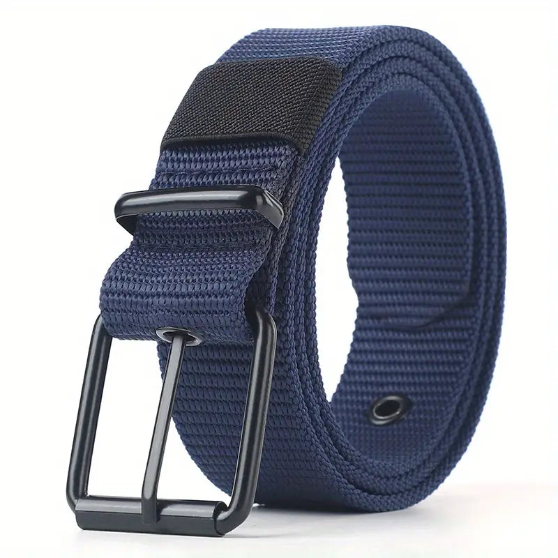 Ceinture homme noire en toile résistante avec boucle métallique – Style décontracté et durable